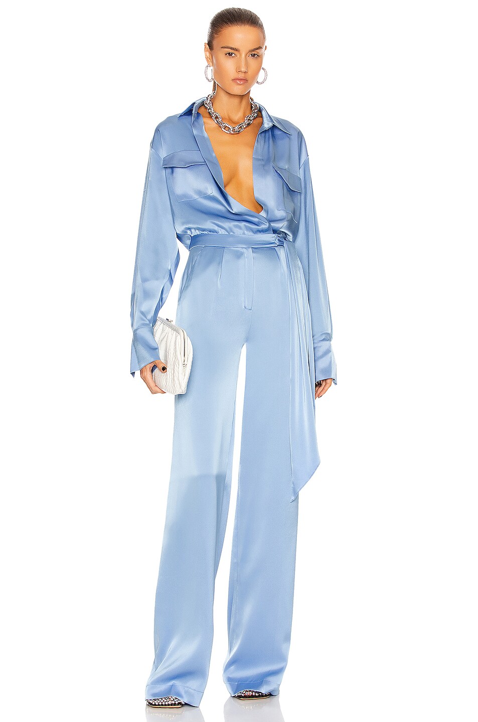 Image 1 of David Koma Long Sleeve Jumpsuit in Blue