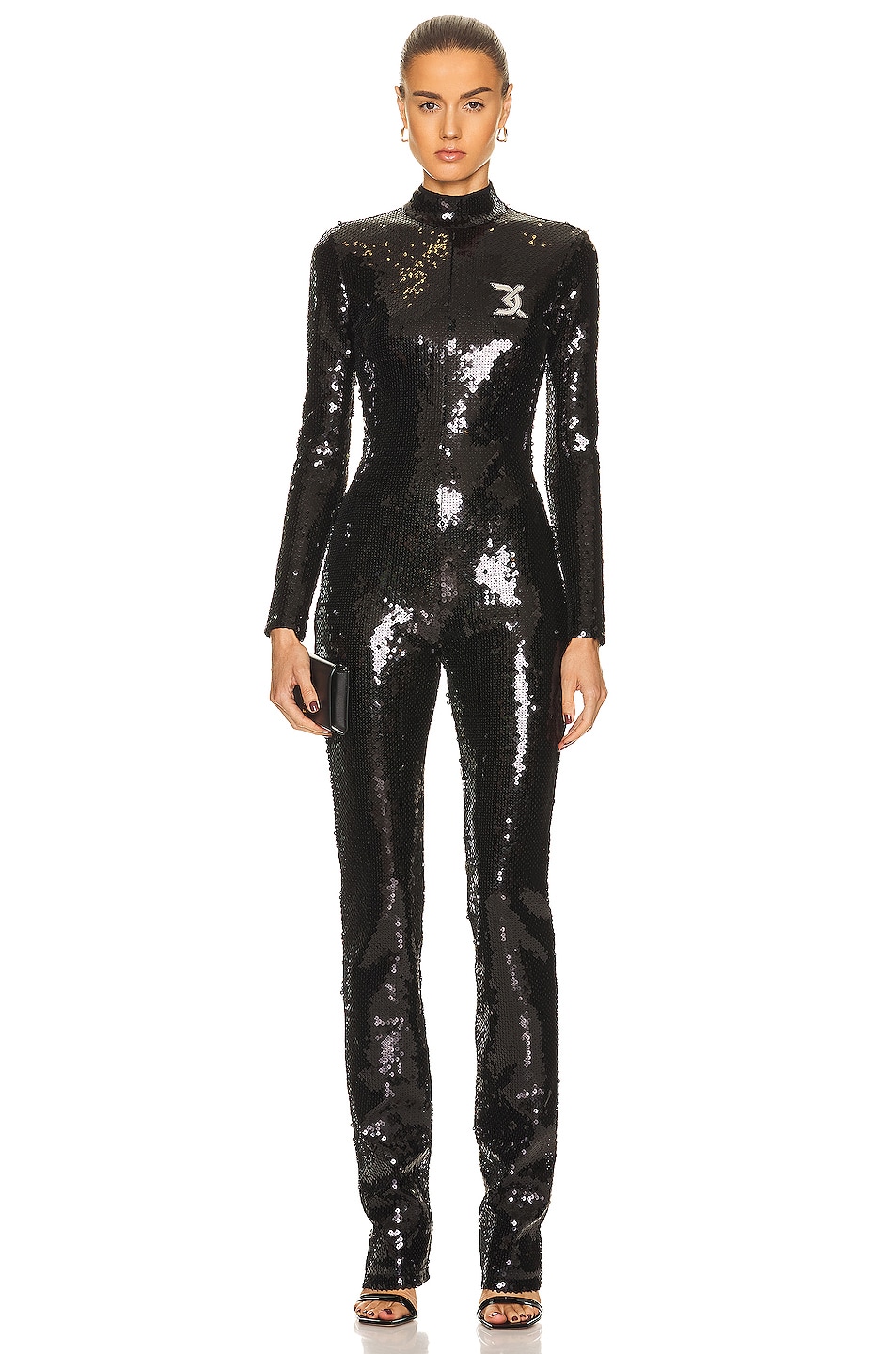 Image 1 of David Koma Patch Sequin Jumpsuit in Black