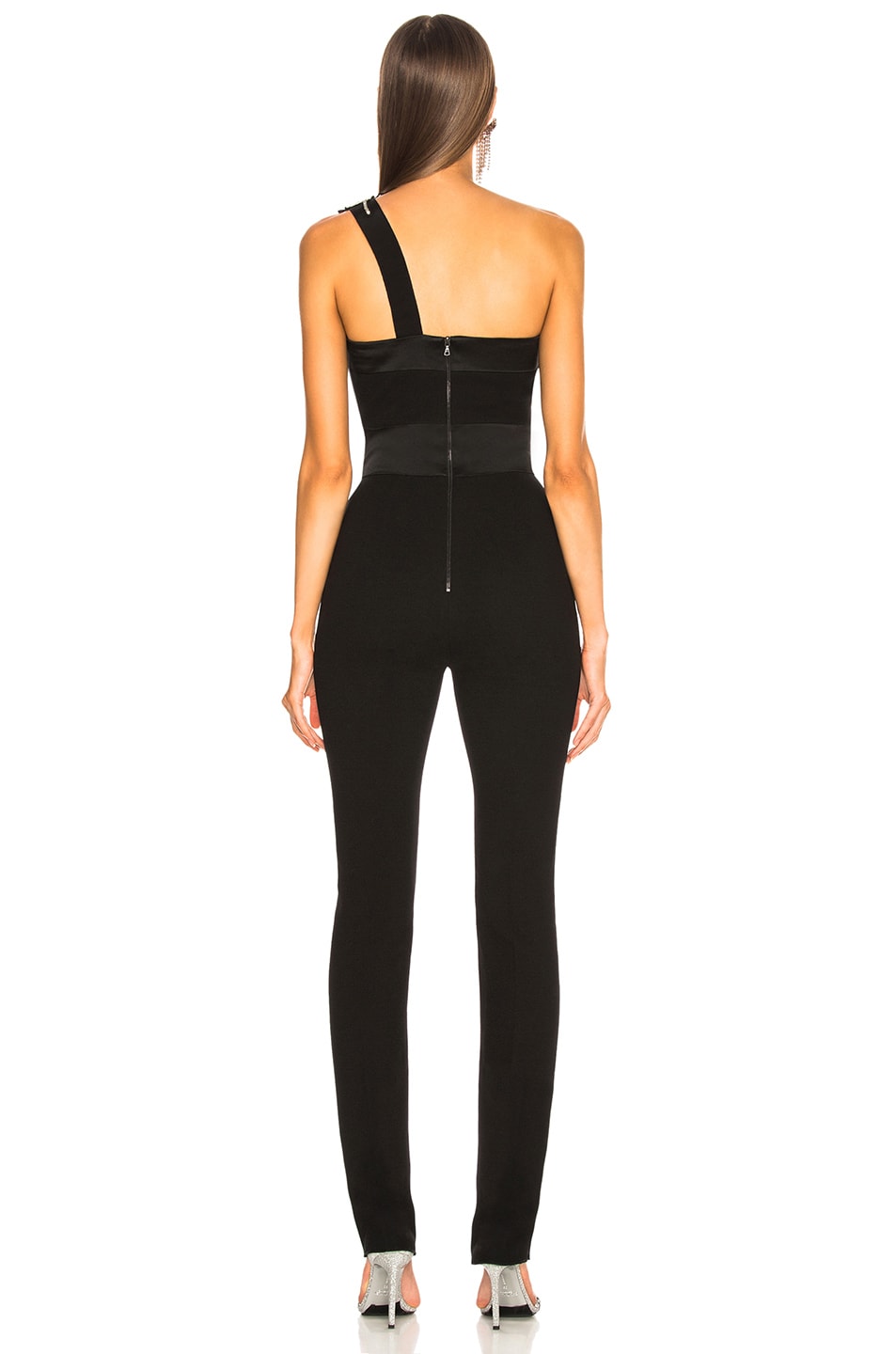 David Koma Embroidered Jumpsuit in Black & Silver | FWRD