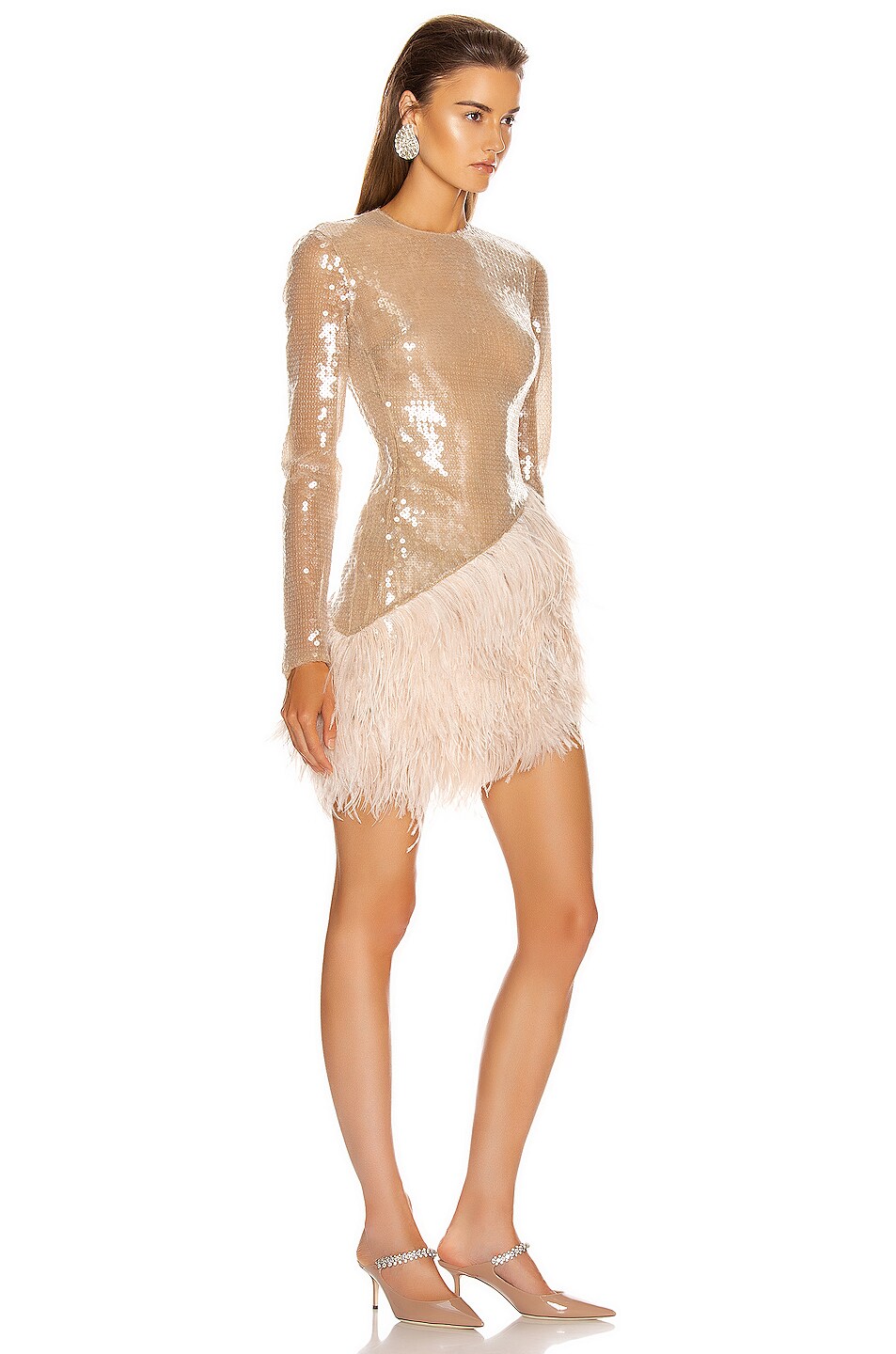 crystal mesh long sleeve gown by david koma