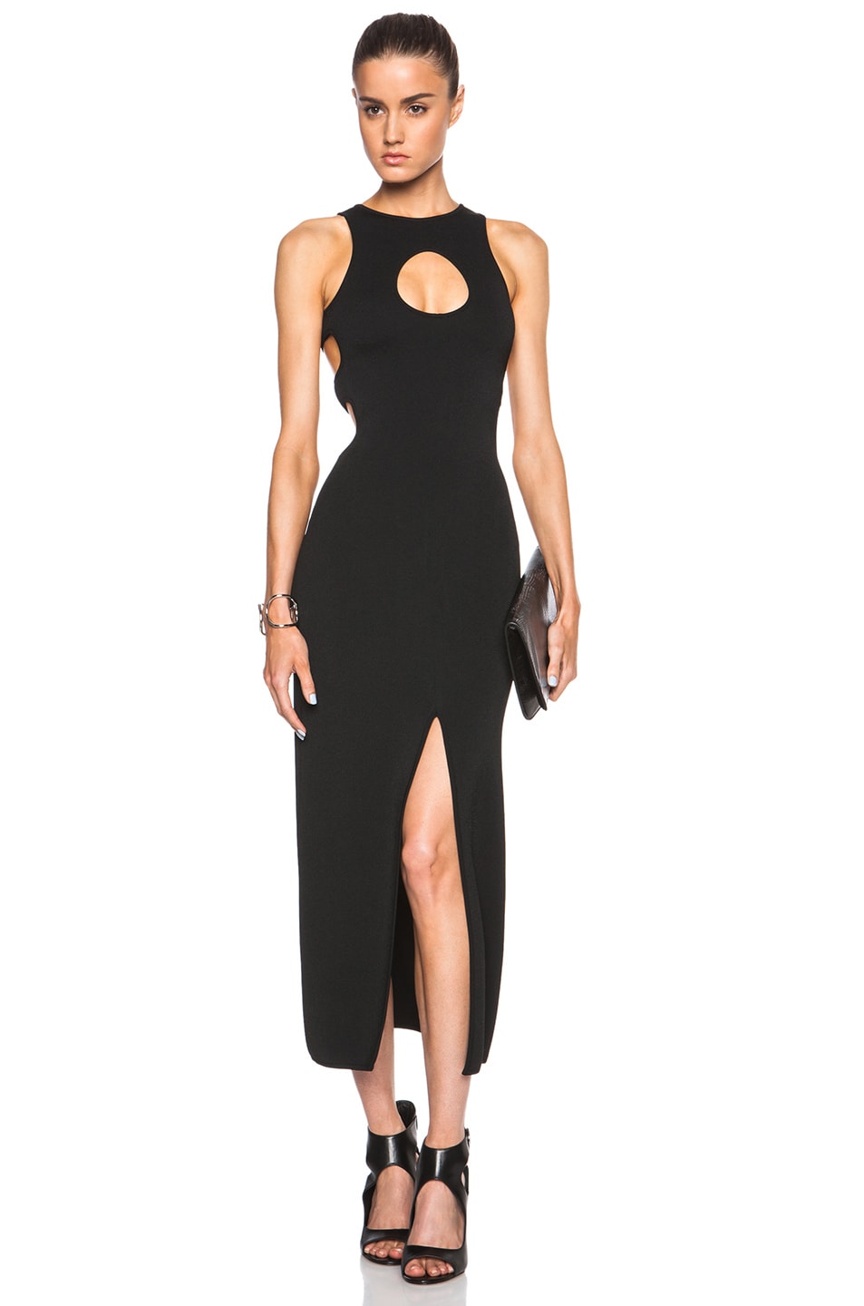Image 1 of David Koma Front Split Cut Out Dress in Black