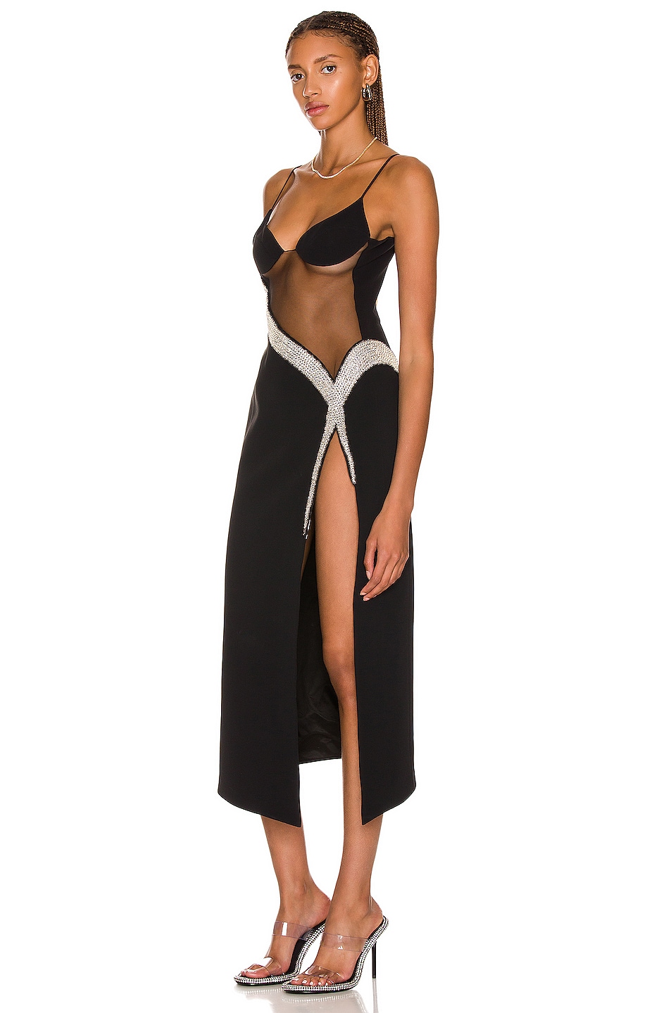 David Koma Womens Black Sleeveless Square Neck Midi Cocktail Sheath Dress