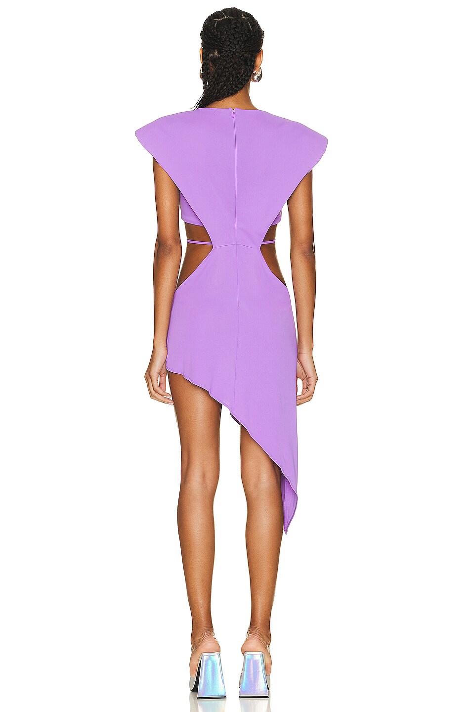 David Koma Crystal & Plexi Starfish Gathered Dress in Lilac FWRD