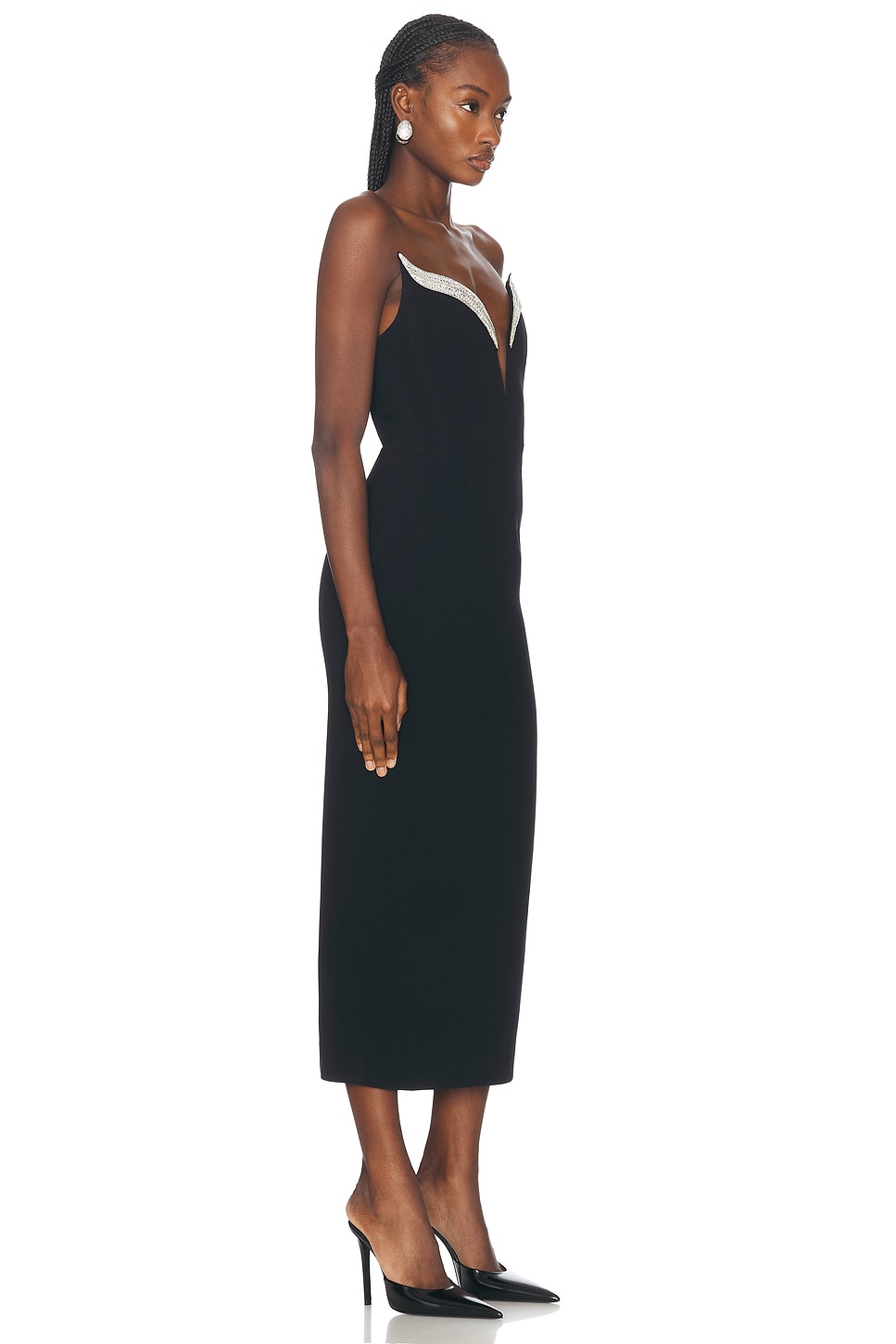 David Koma Strapless Mirrored Disc Dress Silver Size 6 main image 1