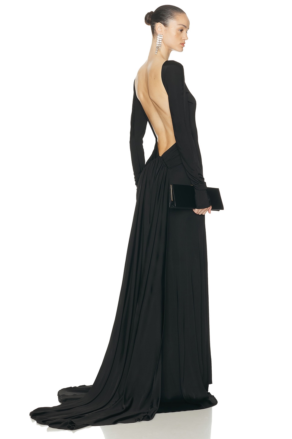 David Koma Open Back Long Sleeve Gown