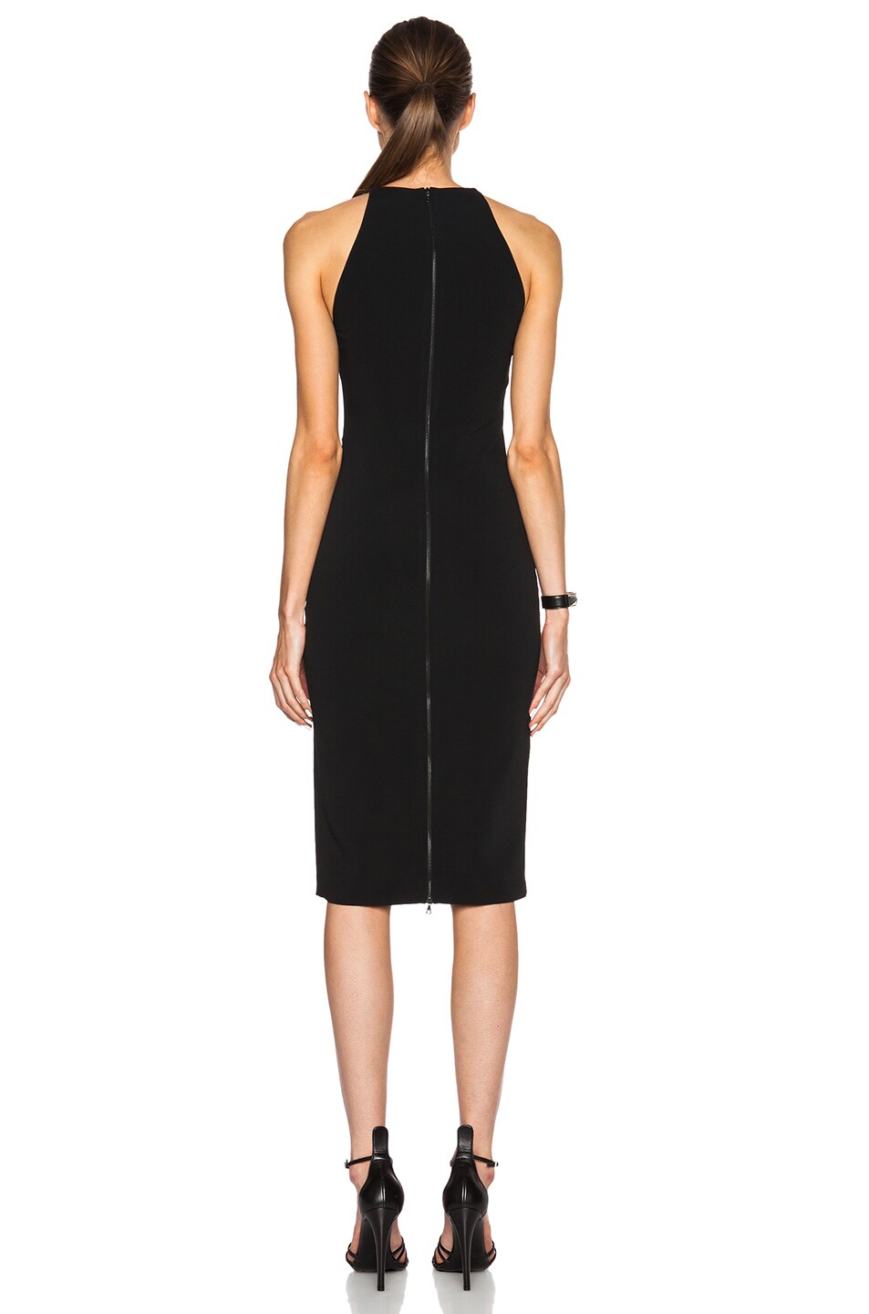 David Koma Net Inset Panel Pencil Dress in Black & White | FWRD