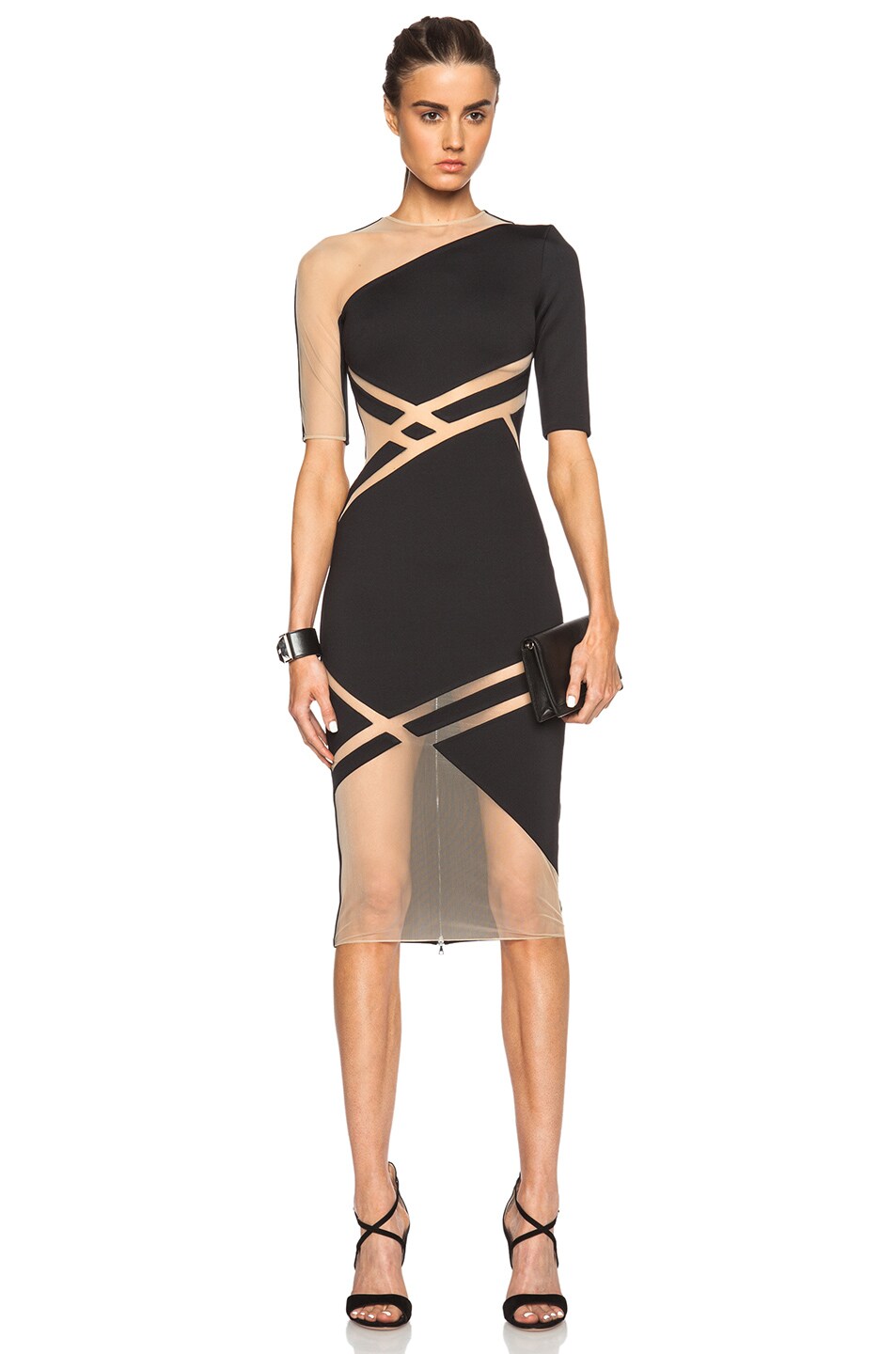 Image 1 of David Koma Net Line Insert Dress in Black