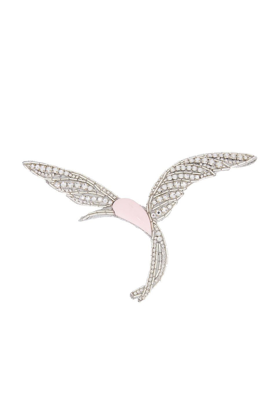 Image 1 of David Koma Hummingbird Brooch in Pink & Silver