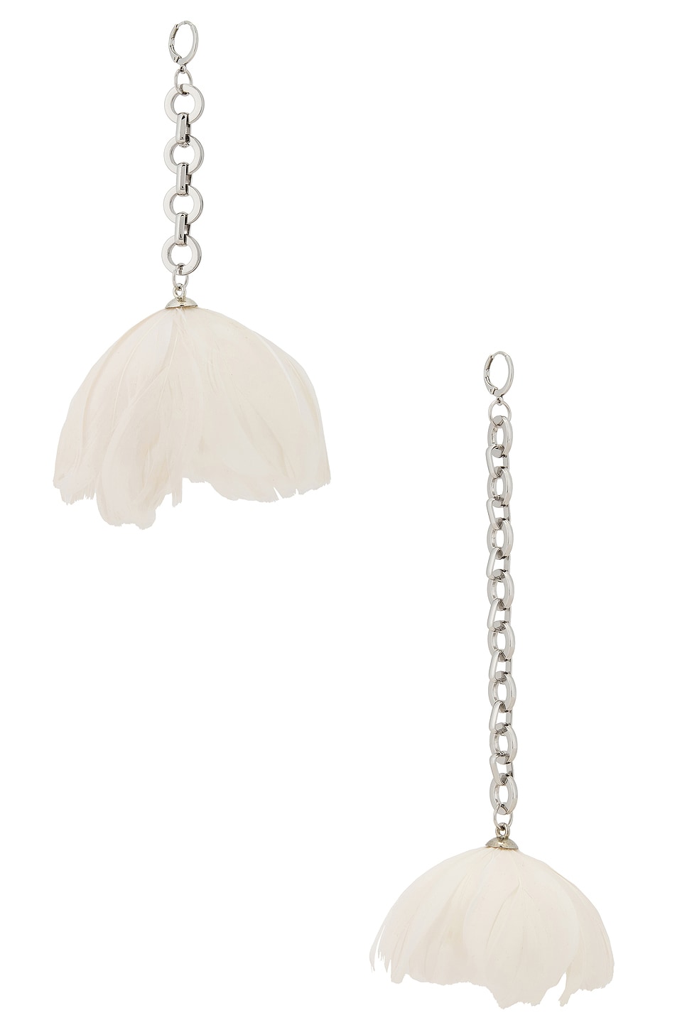 Image 1 of David Koma Feather Flower Asymmetric Earrings in Off White & Silver
