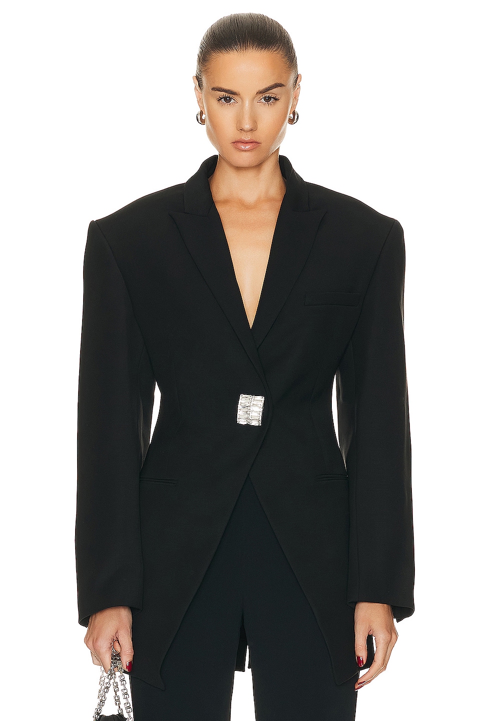 Image 1 of David Koma Wide Open Tailored Jacket in Black
