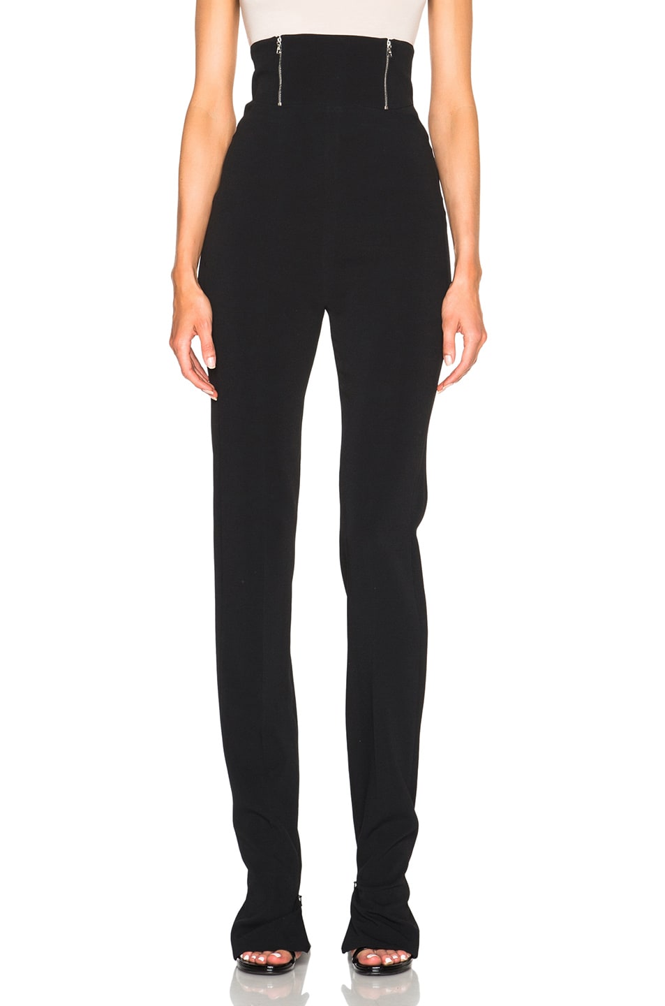Image 1 of David Koma High Waisted Zip Detail Trousers in Black