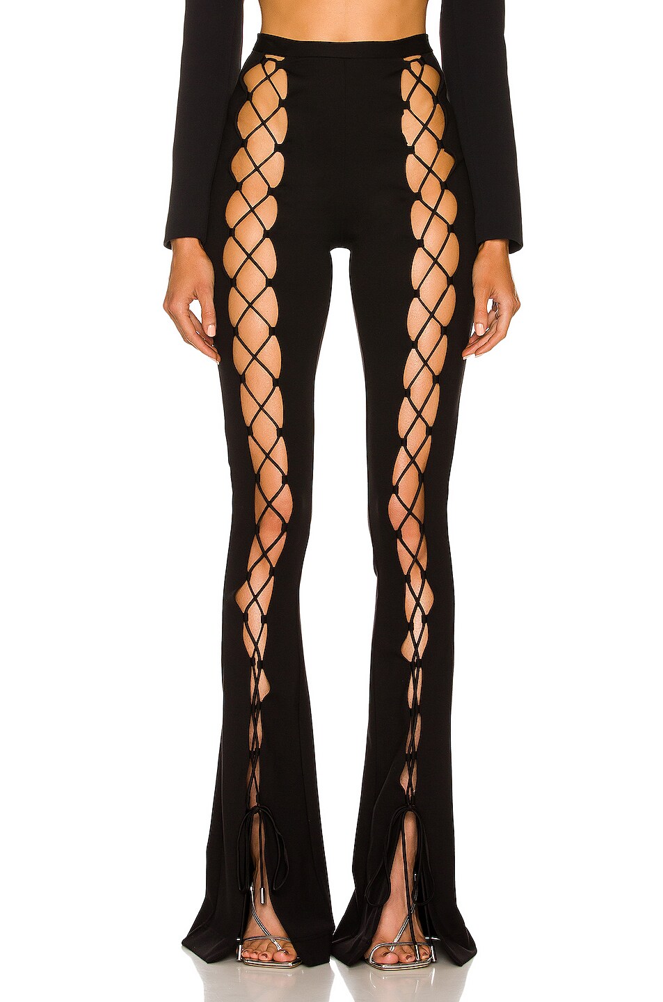 Image 1 of David Koma Front Lace Up Pant in Black