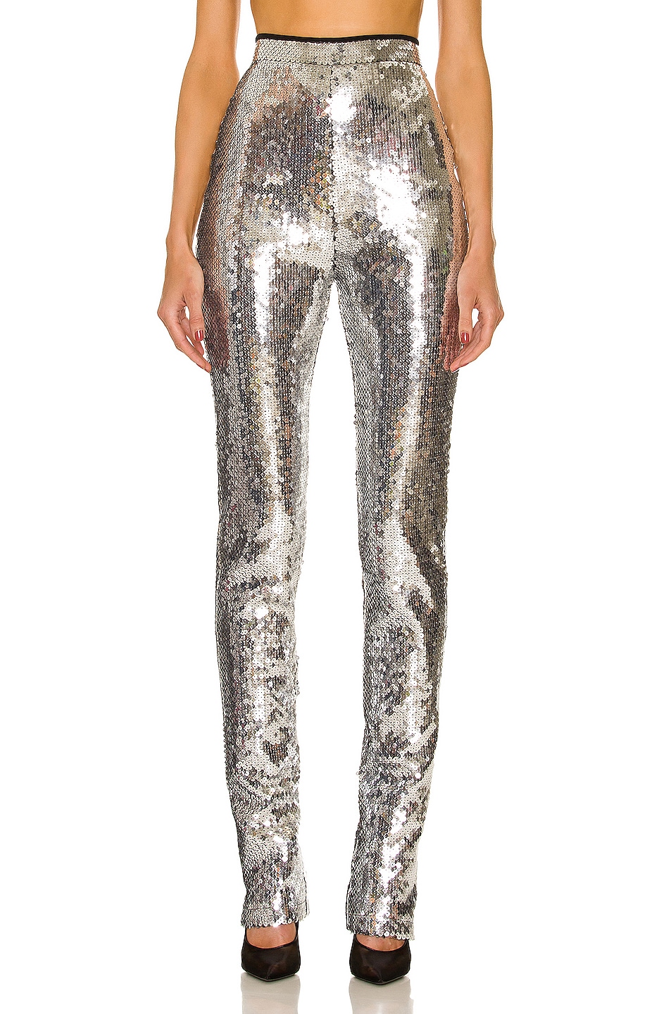 Image 1 of David Koma Sequin Pant in Silver