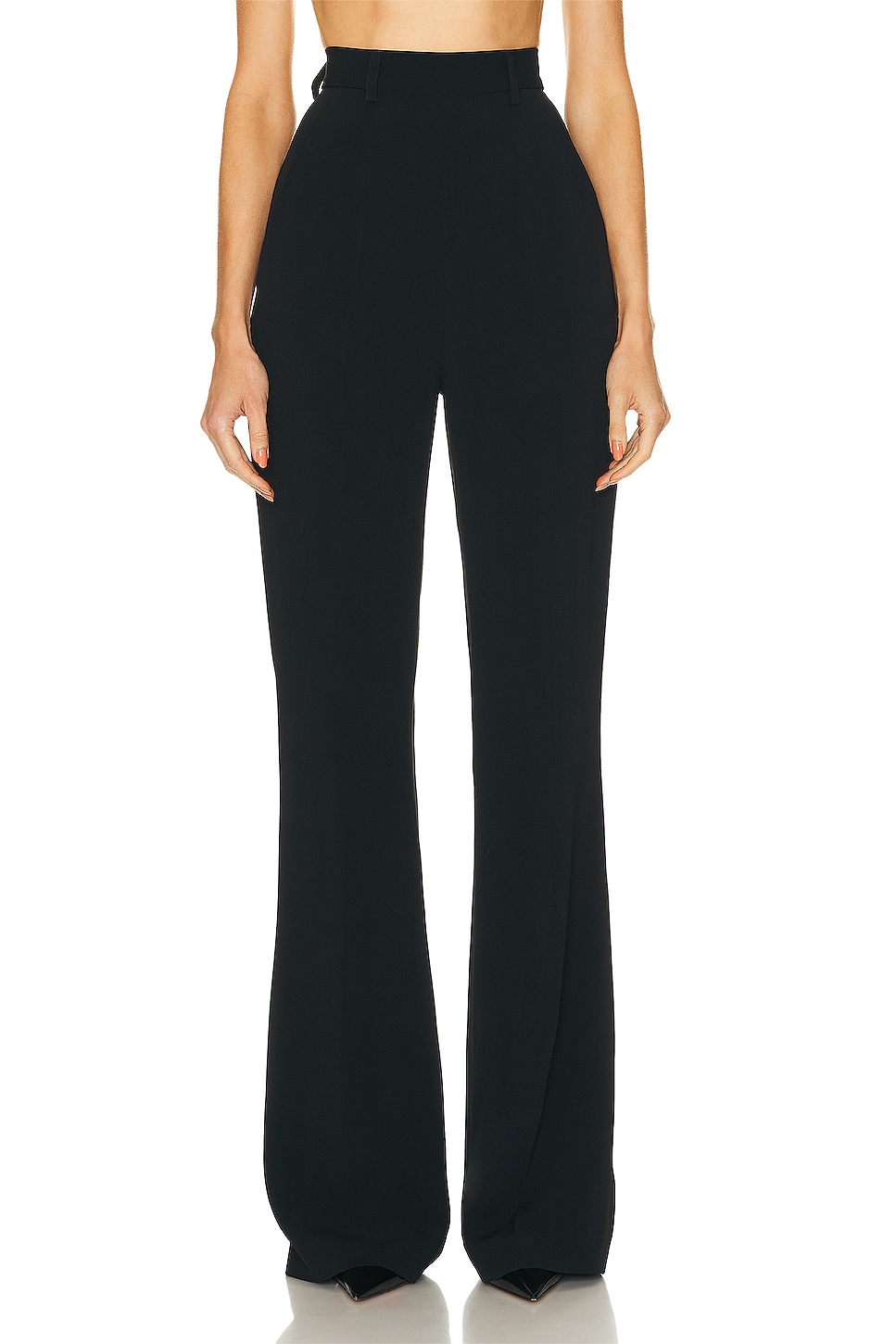 Image 1 of David Koma Crystal Lip Embroidered Detail Trouser in Black