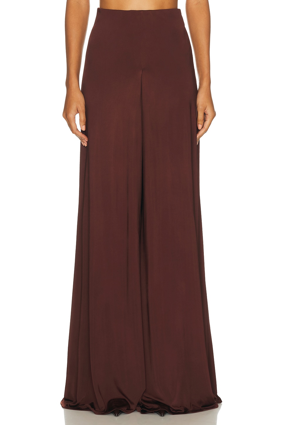 Image 1 of David Koma Wide Leg Flowy Trouser in Burgundy