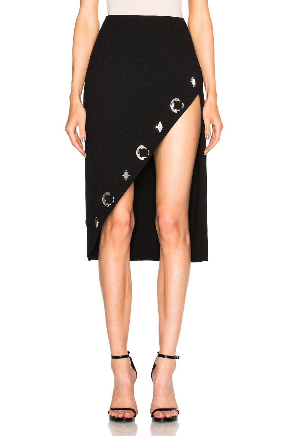 Image 1 of David Koma Embroidered Skirt in Black & Silver