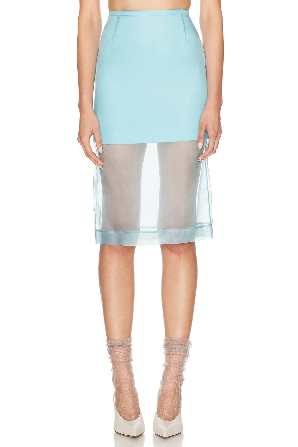 Image 1 of David Koma Organza Midi Skirt in Blue