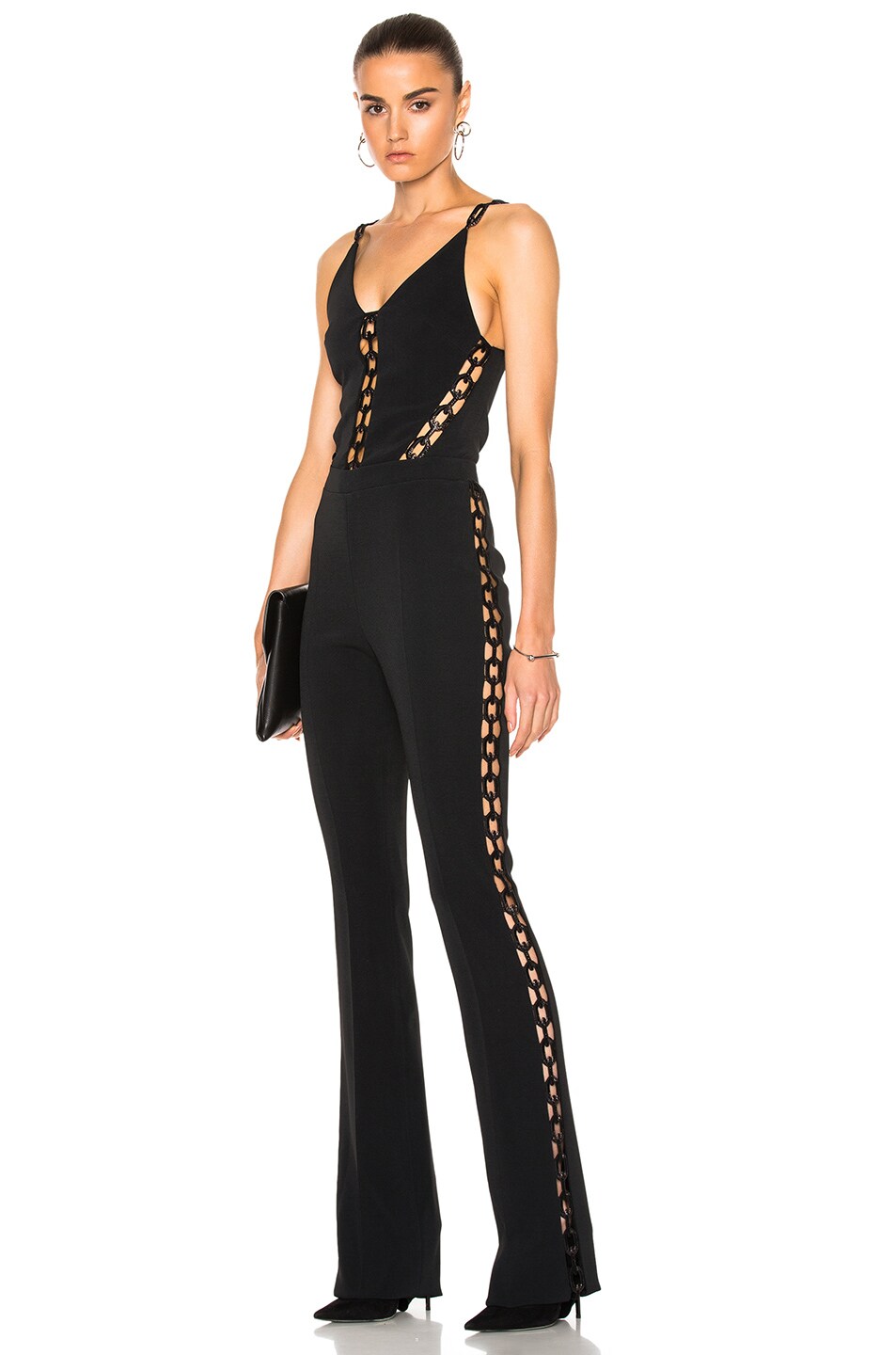 Image 1 of David Koma Chain Lace Inserts Jumpsuit in Black