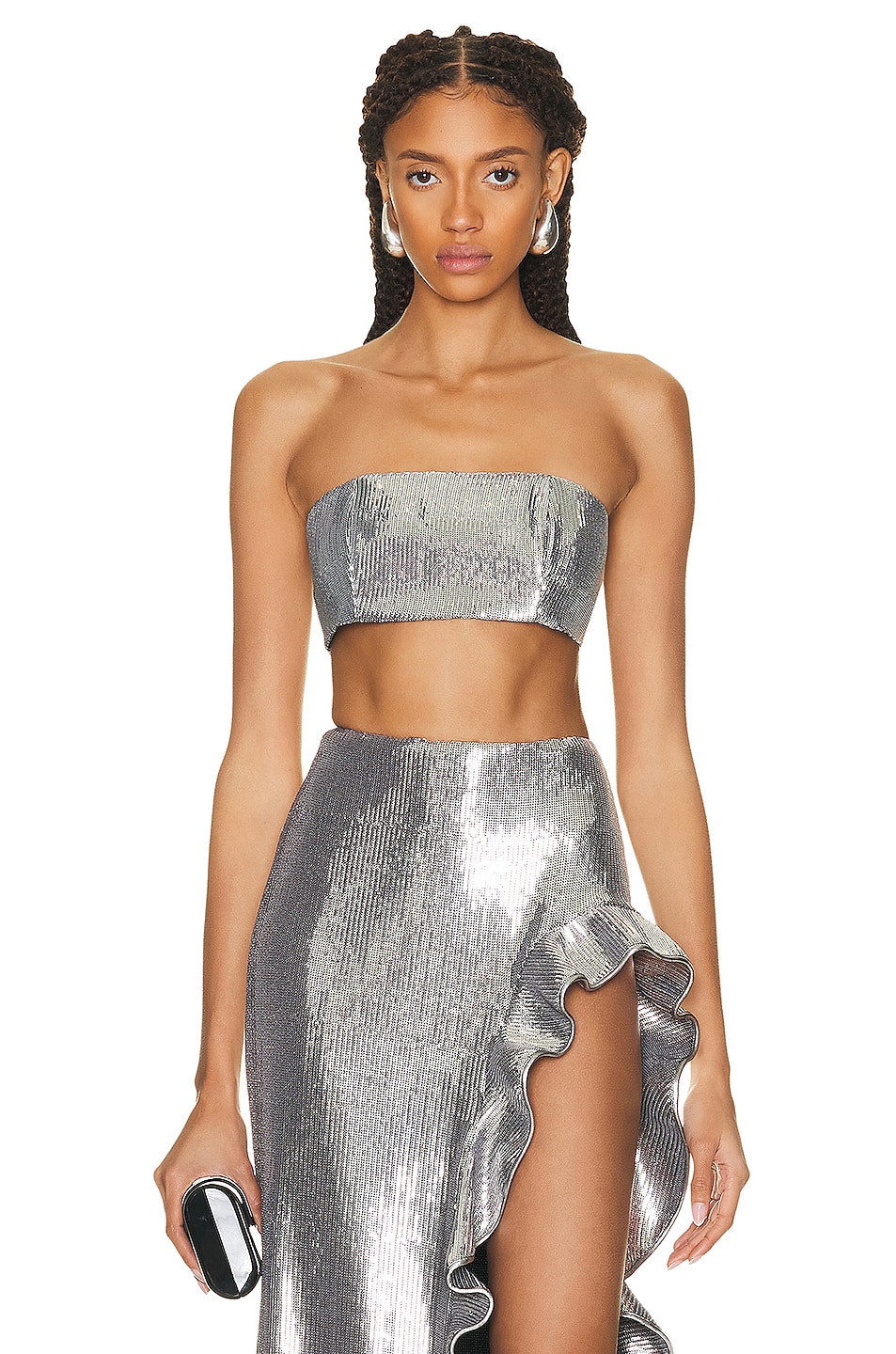 Image 1 of David Koma Sequin Bandeau in Silver