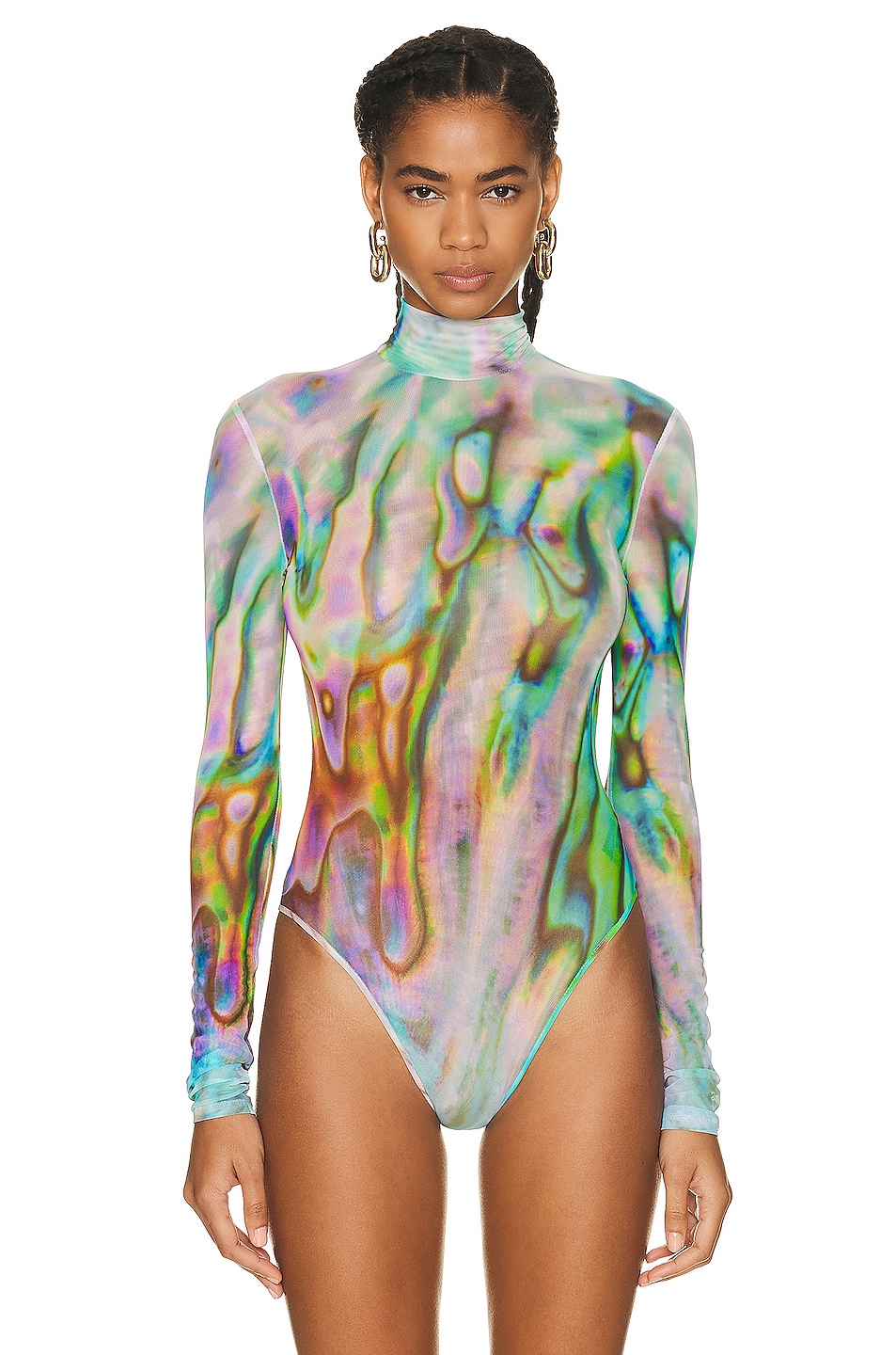 David Koma Mother of Pearl Cutout Bodysuit in Multi | FWRD