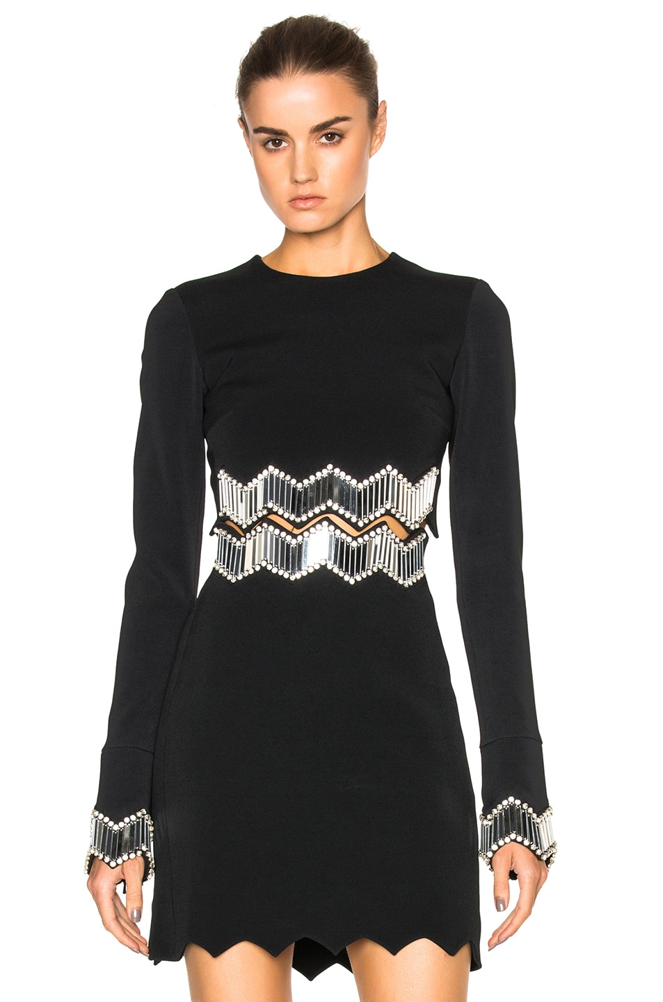 Image 1 of David Koma Embroidered Top in Black & Silver