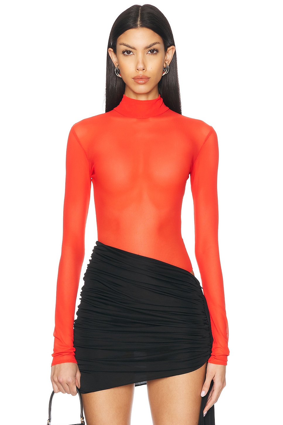 Image 1 of David Koma Mesh Bodysuit in Red