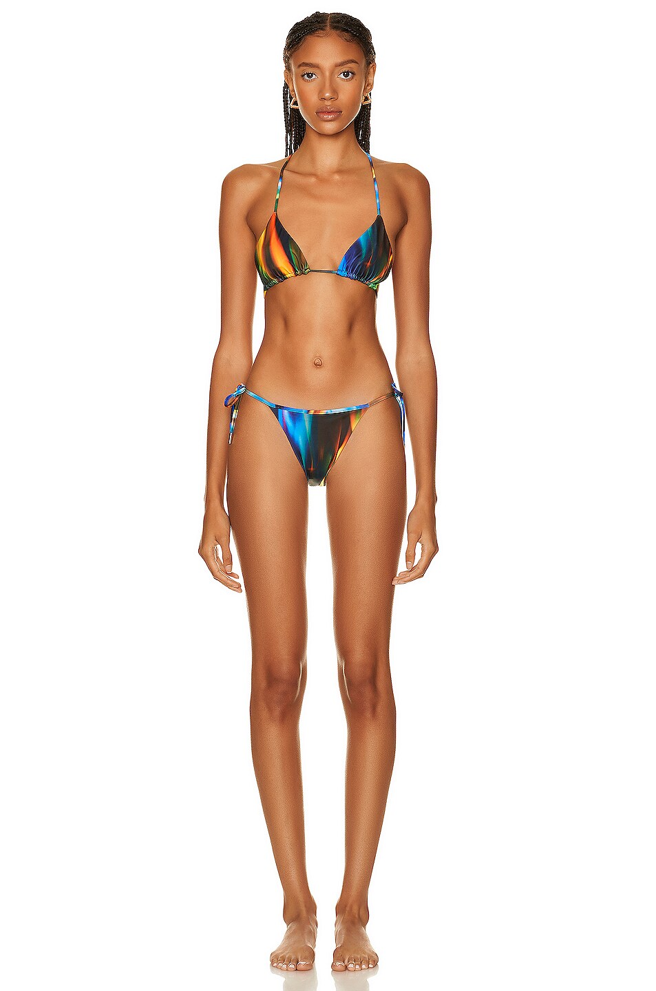 Image 1 of David Koma Flame Print Bikini Swimsuit in Multicolor