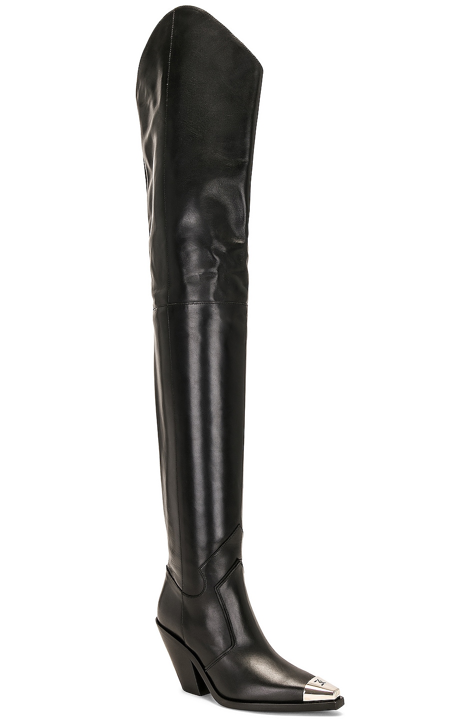 David Koma Metal Nose Over the Knee Cowboy Boots in Black FWRD