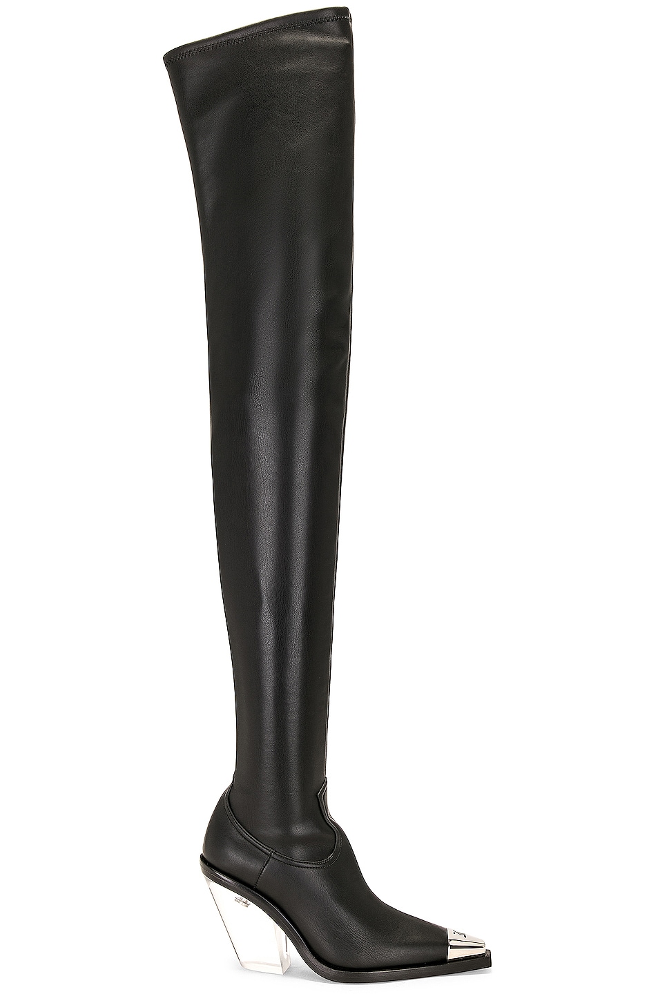 Image 1 of David Koma Metal Nose & Transparent Heel High Boot in Black