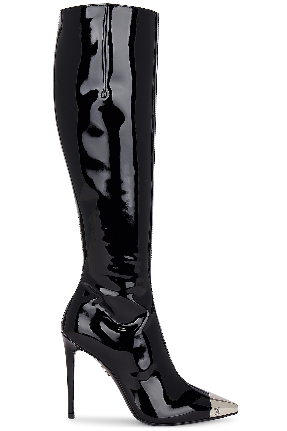 Image 1 of David Koma Patent Leather Metal Nose Boot in Black