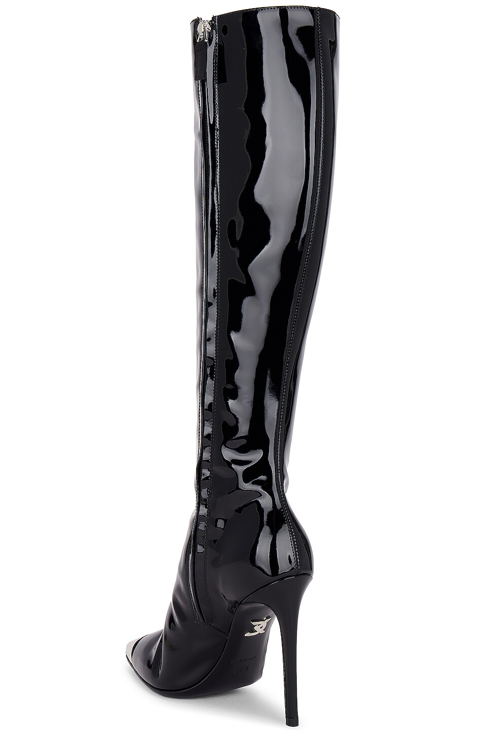 David Koma Patent Leather Metal Nose Boot in Black | FWRD