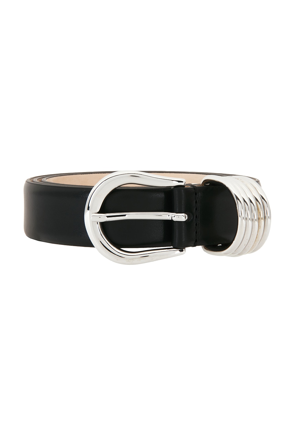 Dehanche Hollyhock Man Leather Belt In Black & Silver