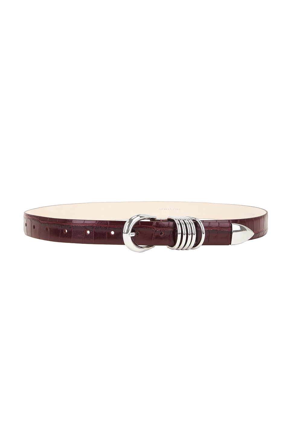 Shop Dehanche Hollyhock Croco Belt In Bordeaux Croco & Silver