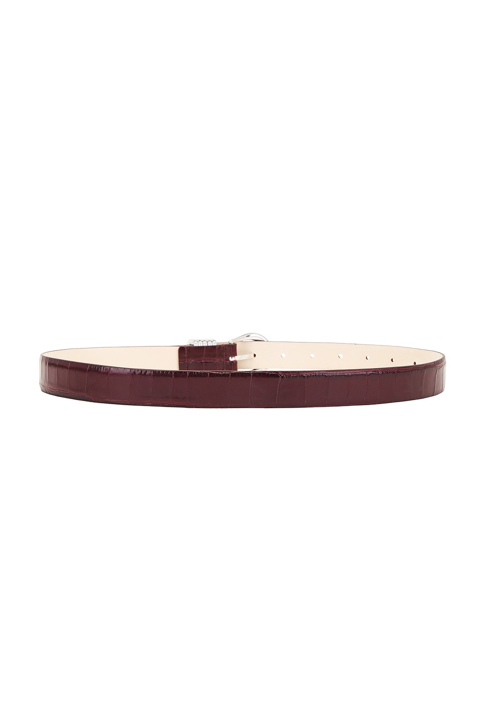 Shop Dehanche Hollyhock Croco Belt In Bordeaux Croco & Silver