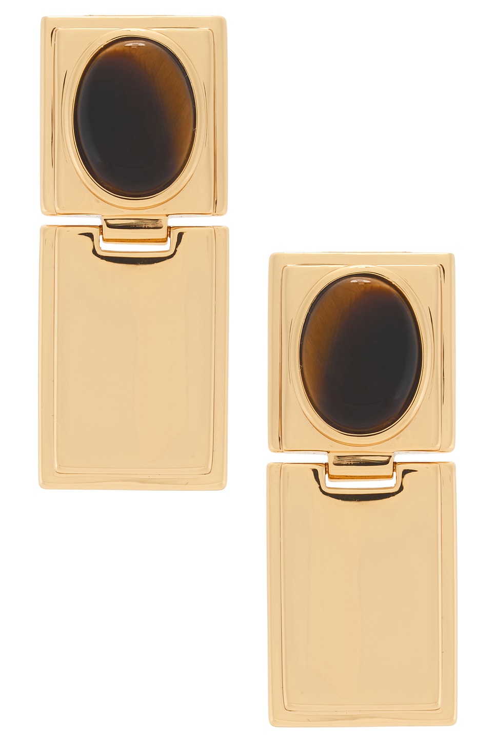 DEHANCHE Stone Drop Hinge Earrings in Metallic Gold