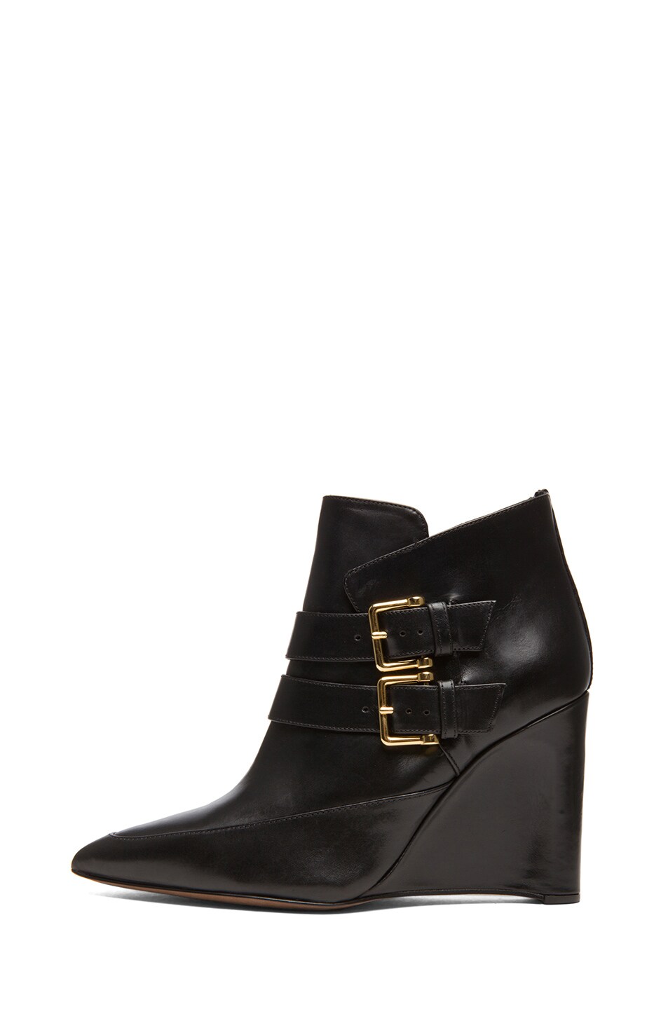 Image 1 of Derek Lam Marta Shiny Calfskin Leather Buckle Ankle Boots in Black