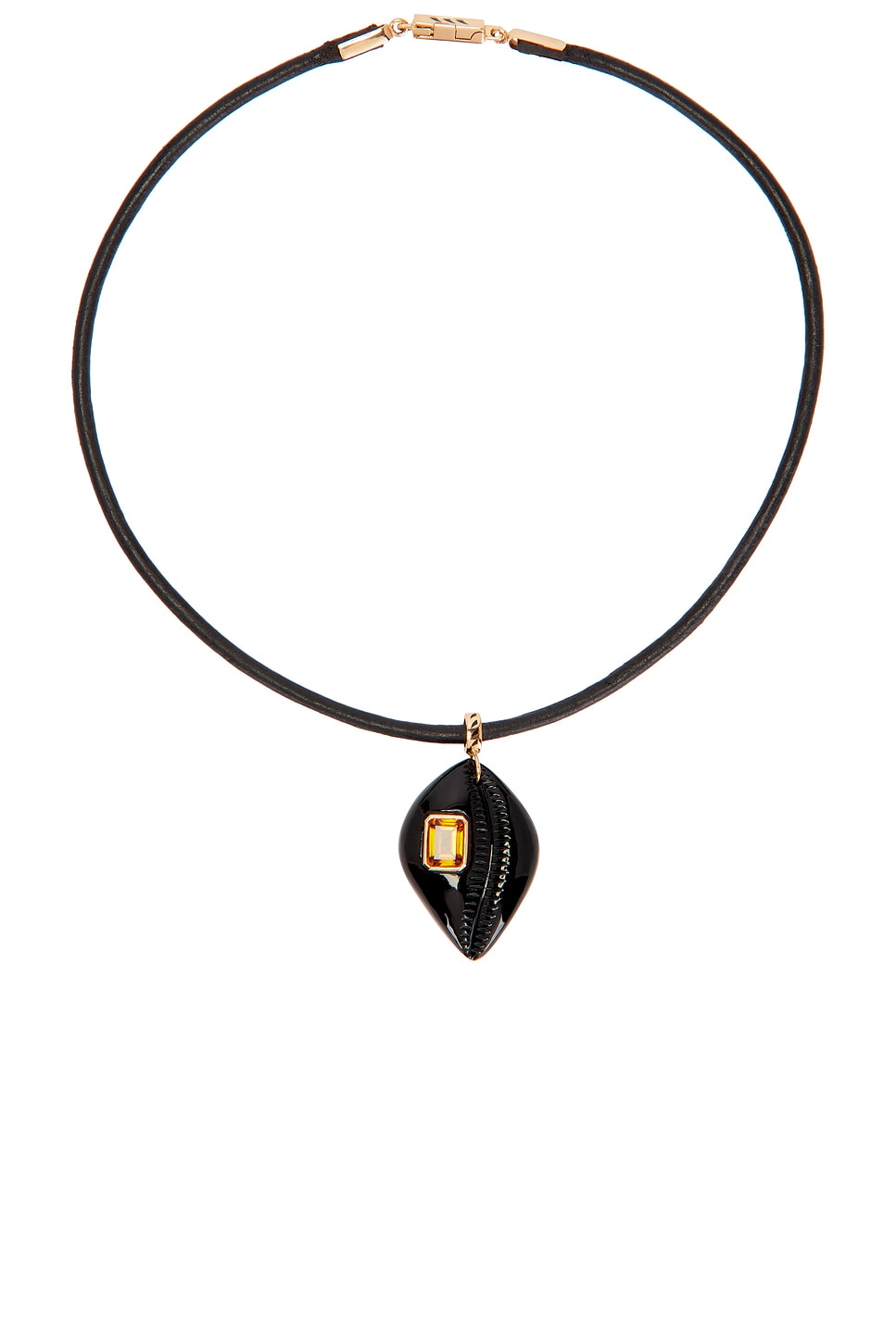 Cowry Medio Emerald Cut Citrine Necklace in Brown