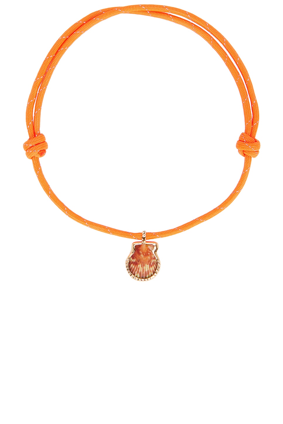 Image 1 of DEZSO BY SARA BELTRÁN Natural Clam 18k Rose Gold Surf Cord Necklace in Natural & Orange Paracord