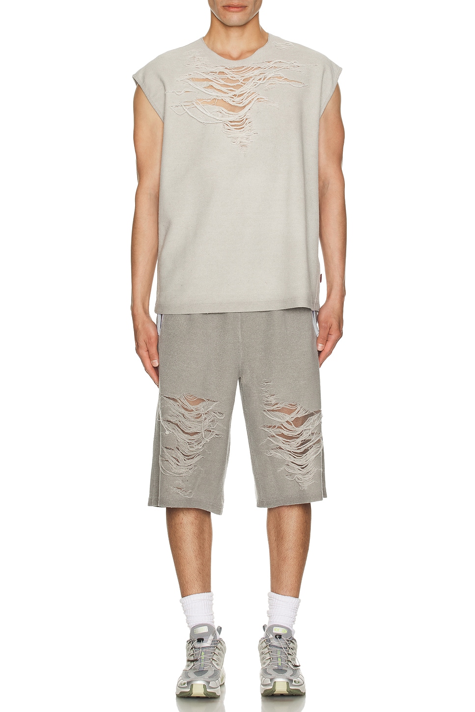 Image 1 of Diesel Distressed Shorts in Grey