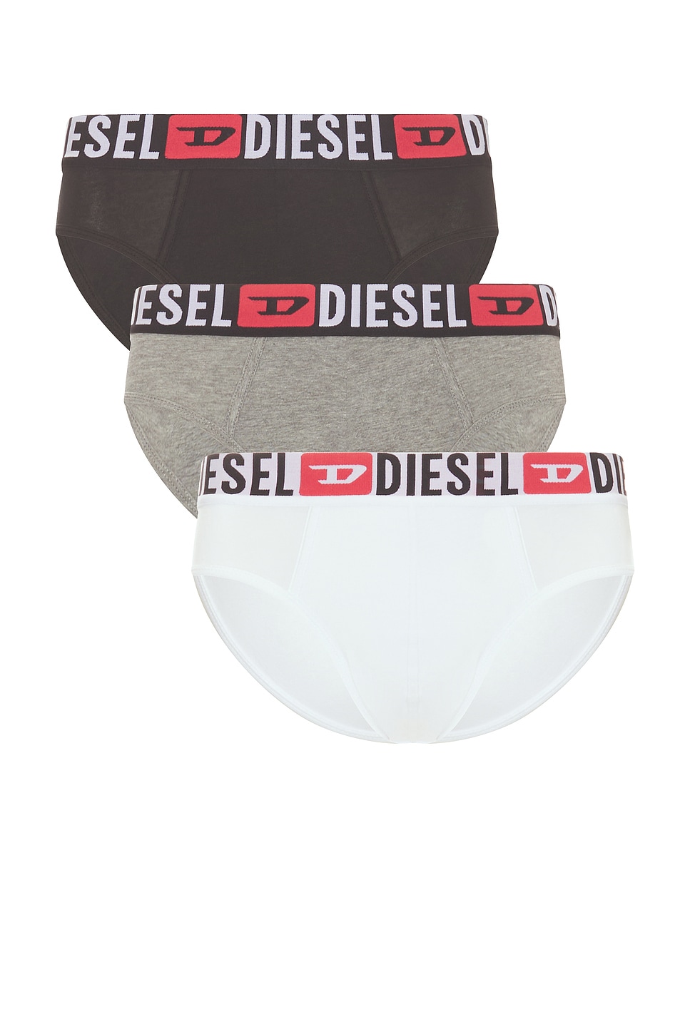 Image 1 of Diesel Three-pack Of Solid Colour Briefs in Black & Grey