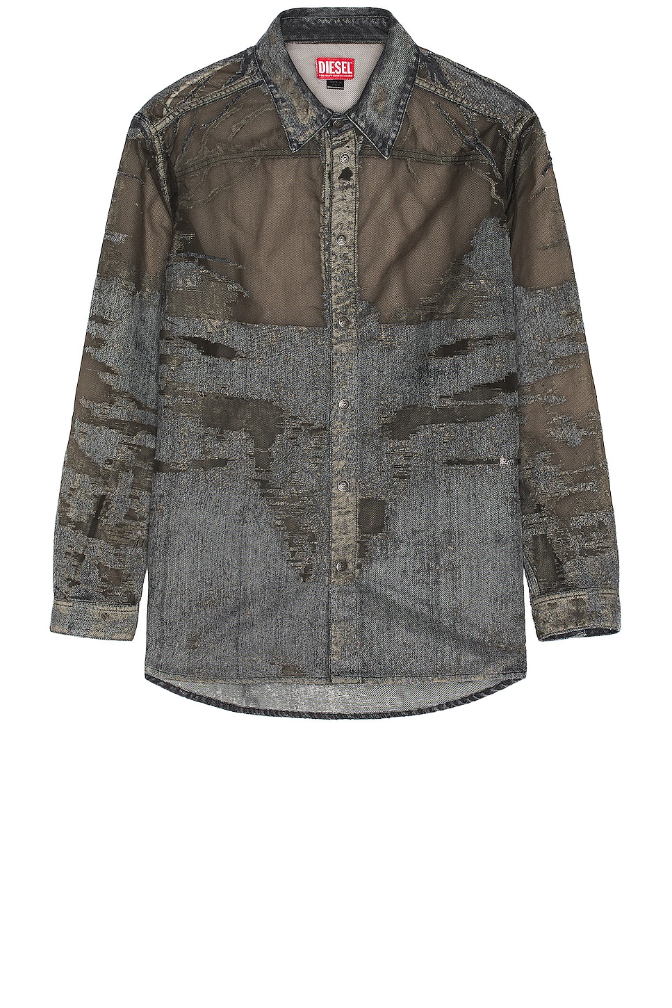 Image 1 of Diesel Simply Over Denim Button Down Shirt in Grey