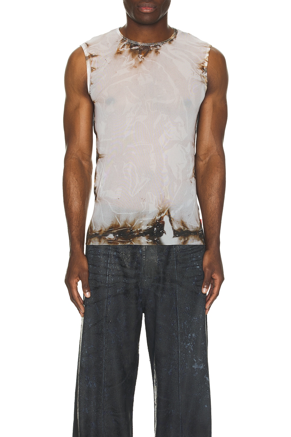 Image 1 of Diesel Bisco Burn Tank Top in Melange Grey