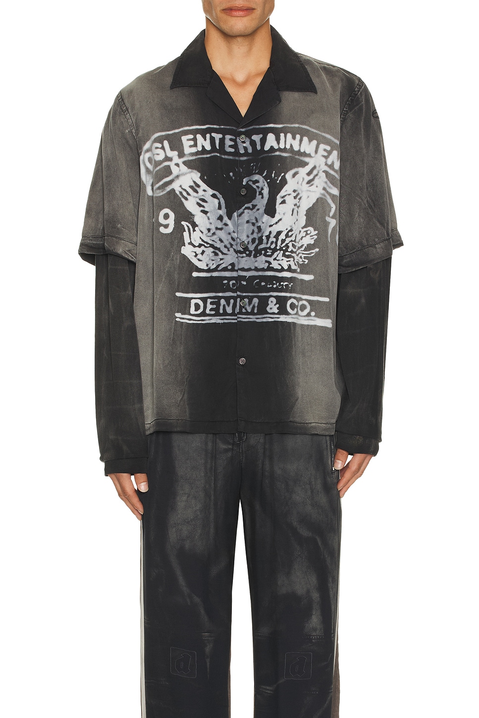 Image 1 of Diesel Eeklo Double Layered Shirt in Black