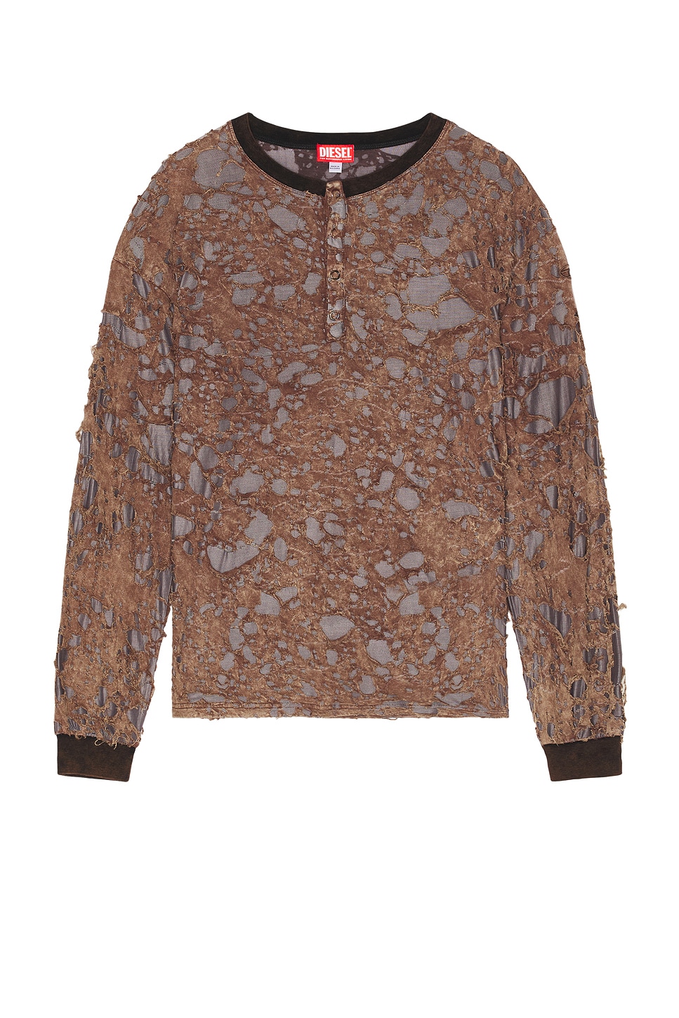 Diesel T-overt Long Sleeve Tee In Brown
