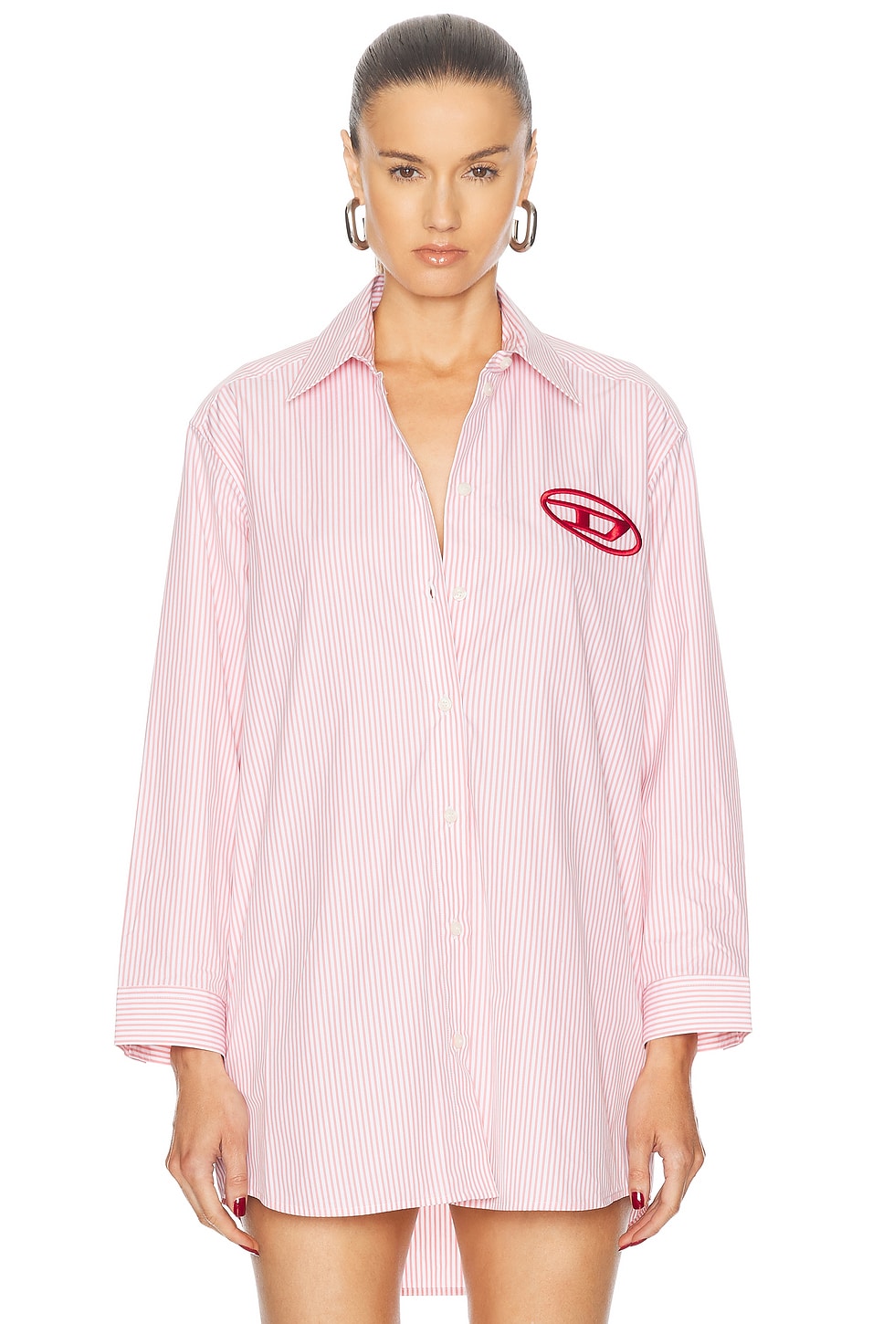 Image 1 of Diesel Mini Shirt Dress in Pink