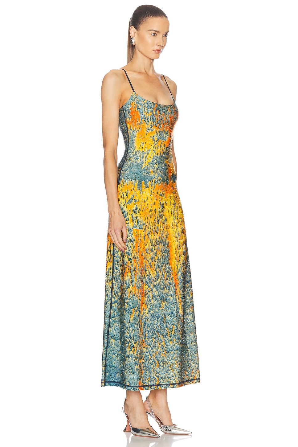 Shop Diesel Spaghetti Strap Maxi Dress In Mustard