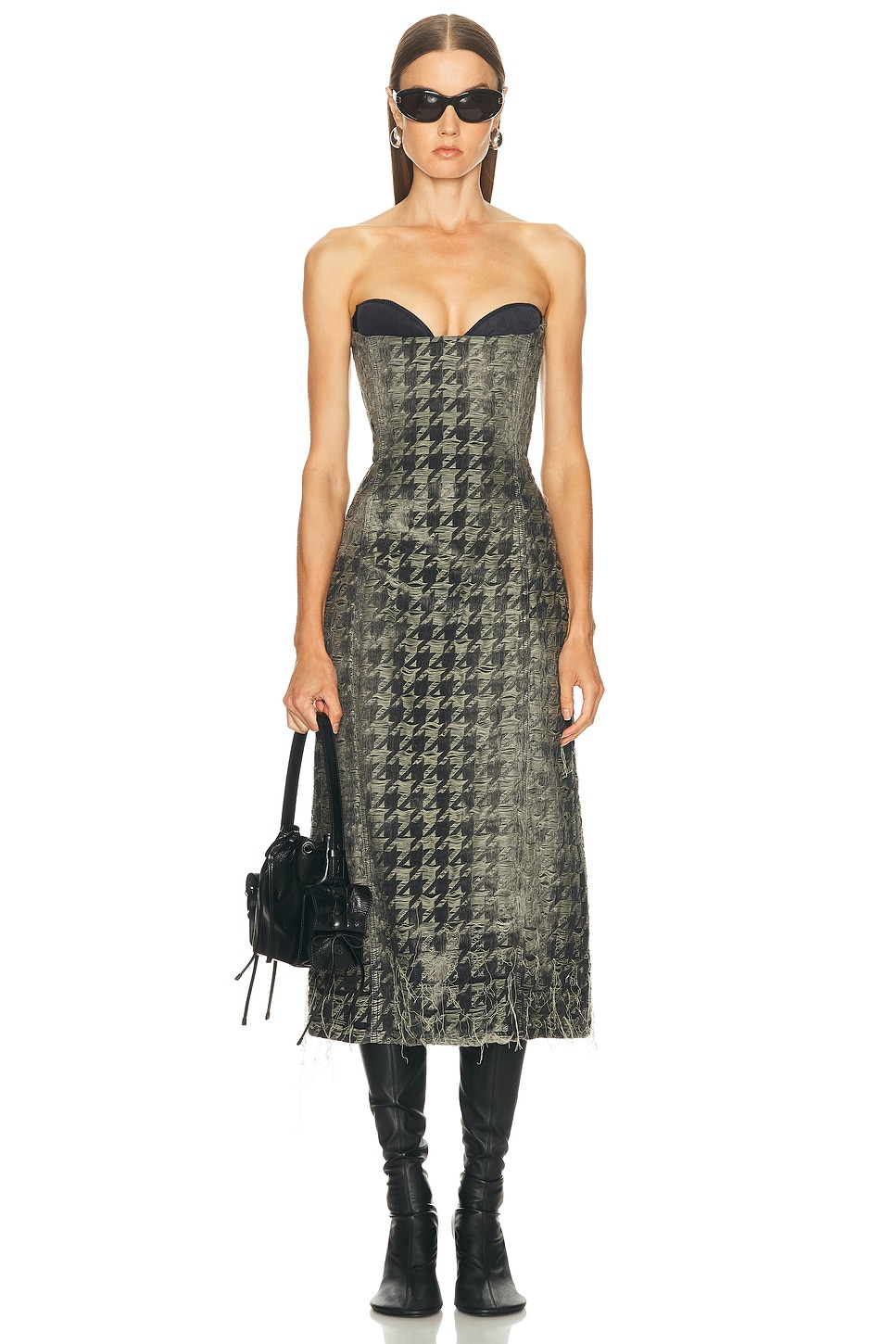 Image 1 of Diesel Strapless Midi Dress in Black