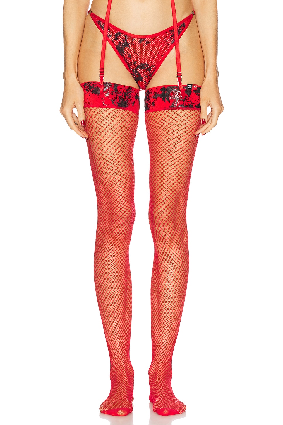 x SAVAGE FENTY by RIHANNA Thigh High Stockings in Red