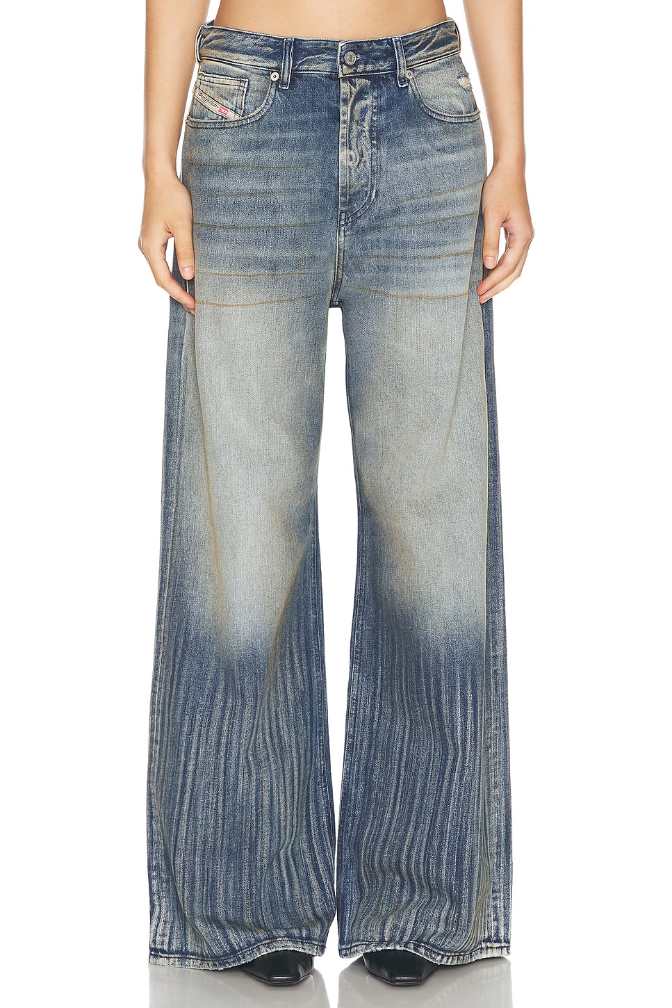 Shop Diesel Wide Leg In Denim