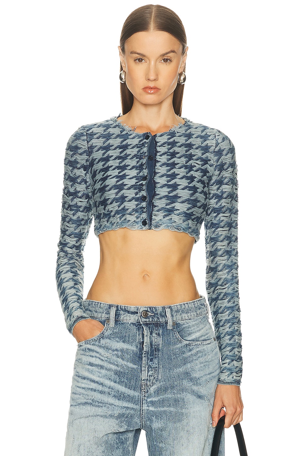 Image 1 of Diesel Cropped Cardigan in Blue